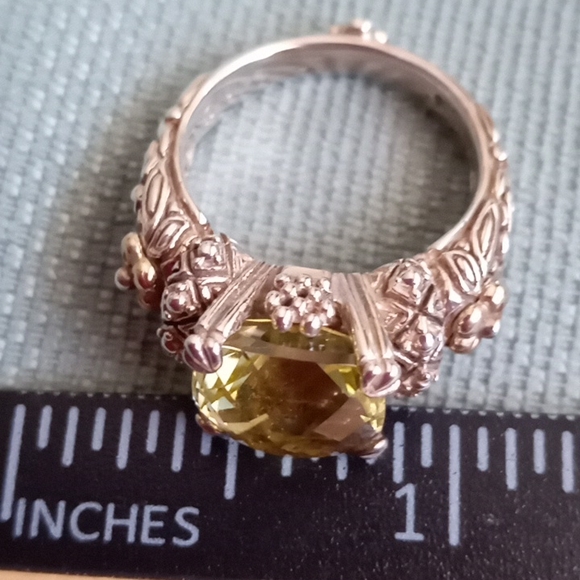 BARBARA BIXBY STERLING SILVER, 18k GOLD RING WITH LEMON YELLOW QUARTZ - Picture 8 of 10